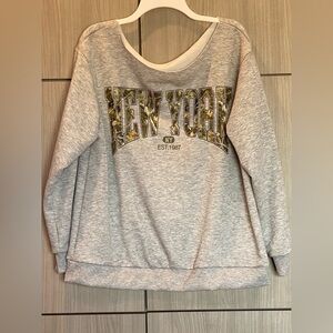 New York Off The Shoulder Sweatshirt Camo Large